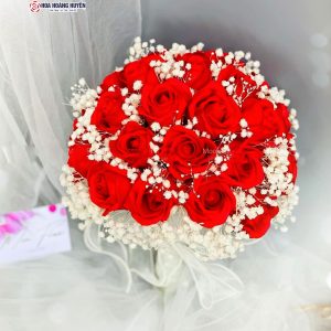 Bó hoa cưới giả hoa hồng sáp