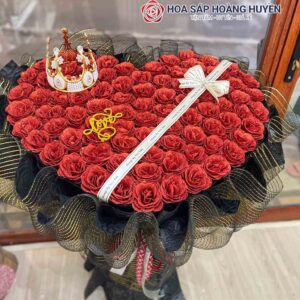 Bó hoa nhũ hình trái tim 80 bông