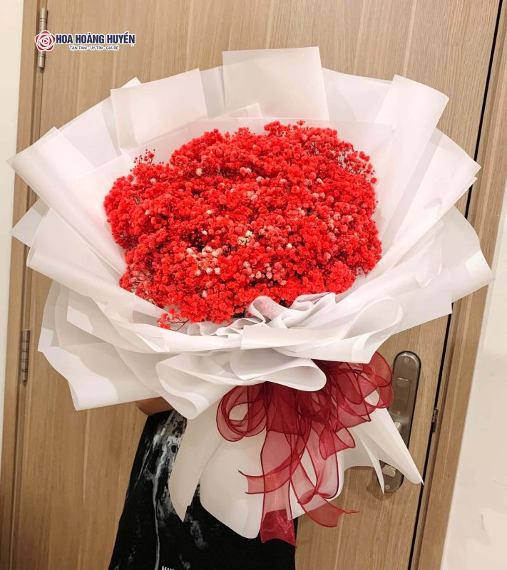 bó hoa baby đỏ khô