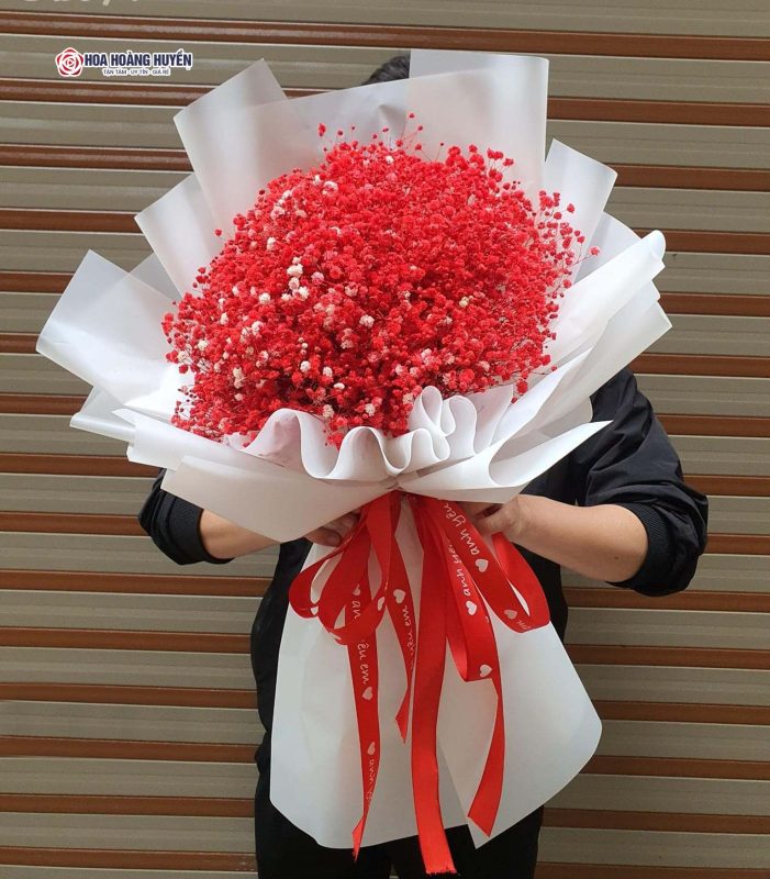 bó hoa baby đỏ khô