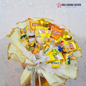 bó hoa bánh kẹo màu vàng