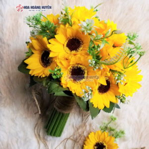 Bó hoa cưới hướng dương giả