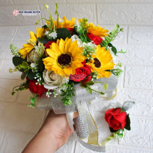bó hoa cưới hướng dương giả