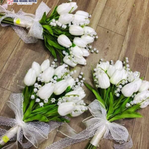 Bó hoa cưới tulip giả