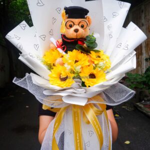 Hoa gấu bông kèm hướng dương