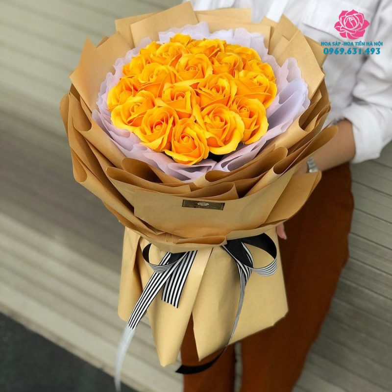 bó hoa hồng sáp vàng
