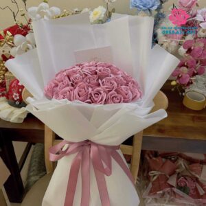 bó hoa hồng sáp màu nu