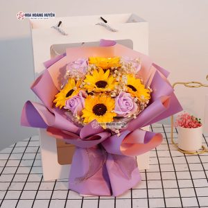 bó hoa hướng dương sáp nhỏ xinh