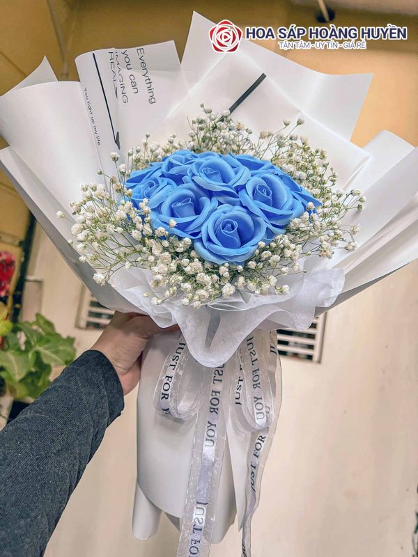 bó hoa sáp 7 lớp xanh dương