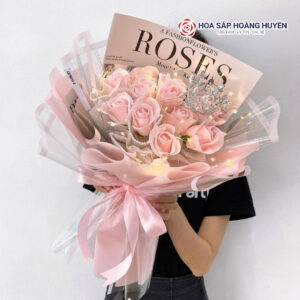 Bó hoa sáp hồng Pastel
