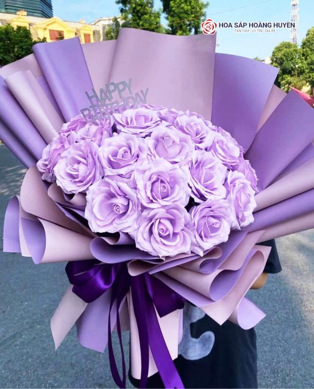 bó hoa sáp màu tím 7 lớp