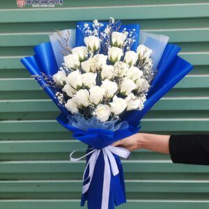 Bó hoa hồng sáp trắng