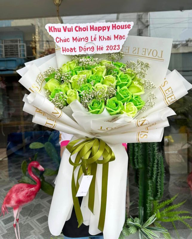 bó hoa sáp xanh nõ chuối