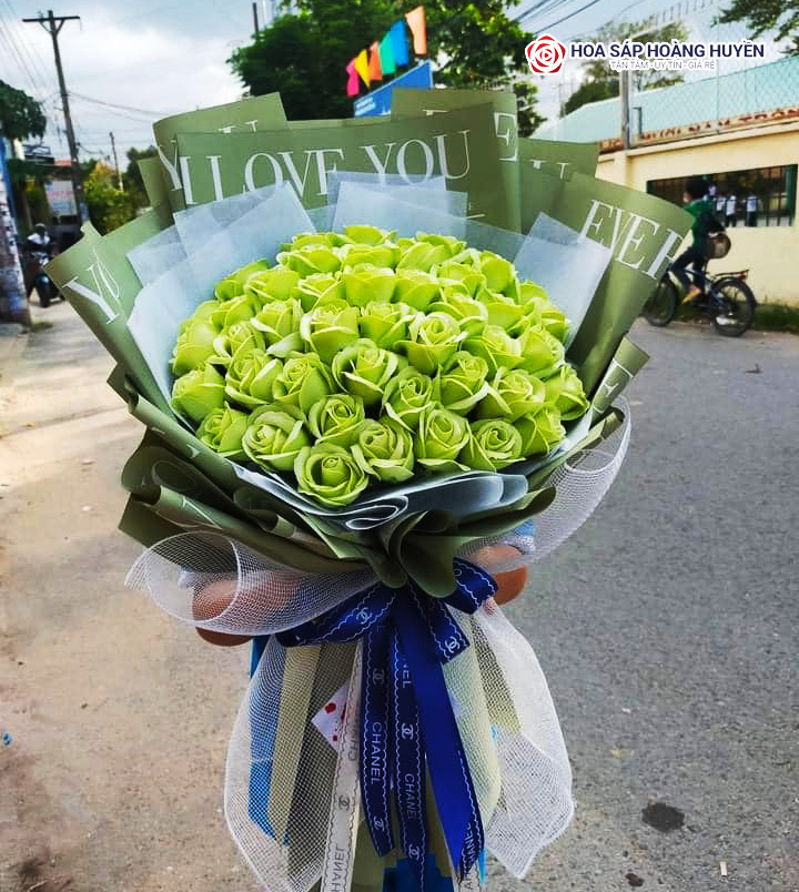 Bó hoa sáp xanh lá