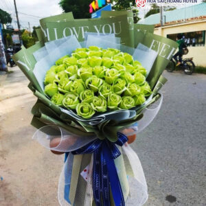 Bó hoa sáp xanh lá