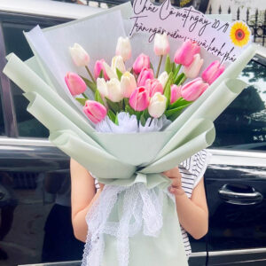 bó hoa tulip hồng