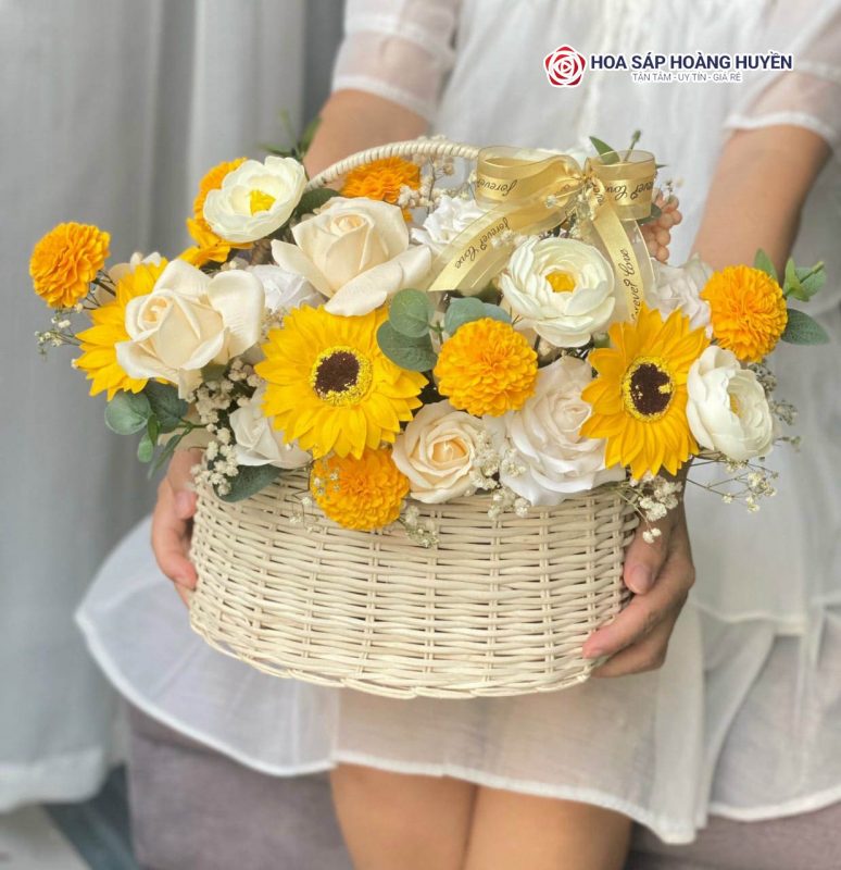giỏ hoa sáp hướng dương