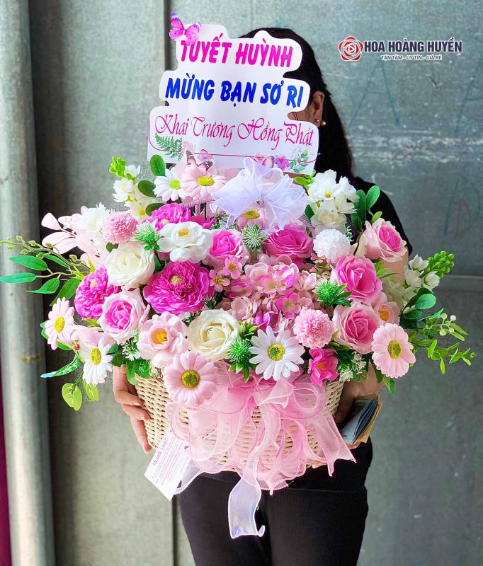 giỏ hoa sáp khai trương