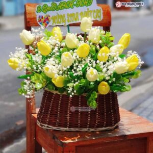 Giỏ hoa tulip giả