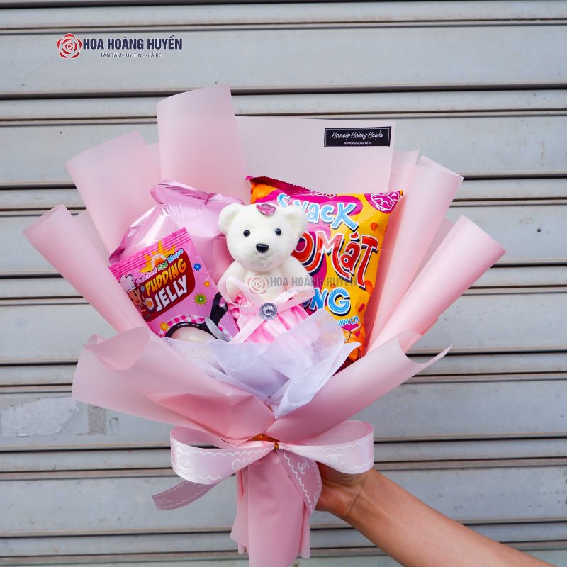 Hoa bánh kẹo có gấu