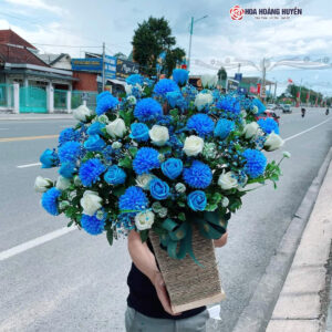 Lẵng hoa sáp tone xanh
