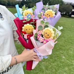 bó hoa len hướng dương mặt cười