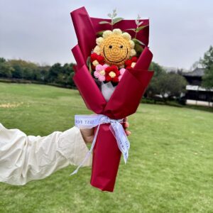 bó hoa len hướng dương mặt cười