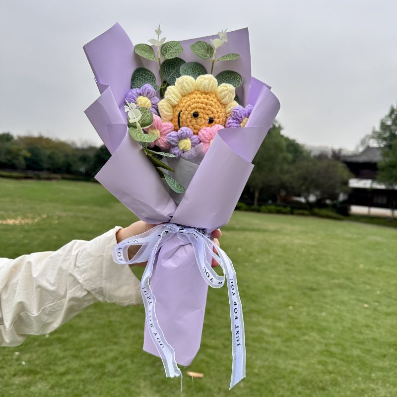 bó hoa len hướng dương mặt cười