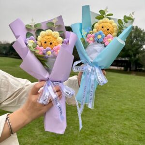 bó hoa len hướng dương mặt cười