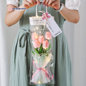 túi hoa tulip giả 5 bông